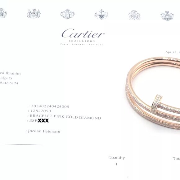 Cartier Juste un Clou Nail 18k Rose Gold Diamond Bangle Bracelet Size 16 Paper - Picture 13 of 13